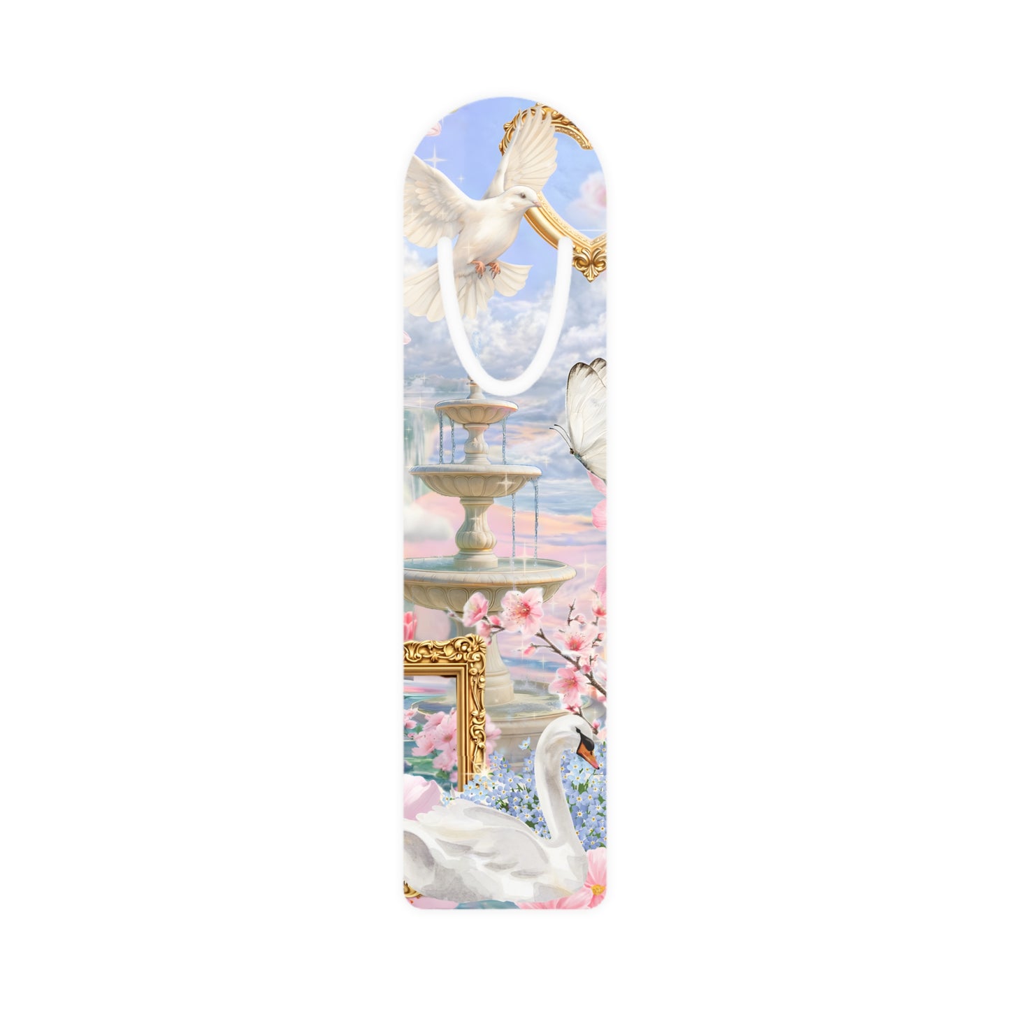 Swan Garden Bookmark — Cute Floral Swan Page Marker